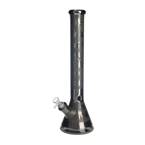 18" Holographic Rainbow Beaker Bong – Gold & Silver