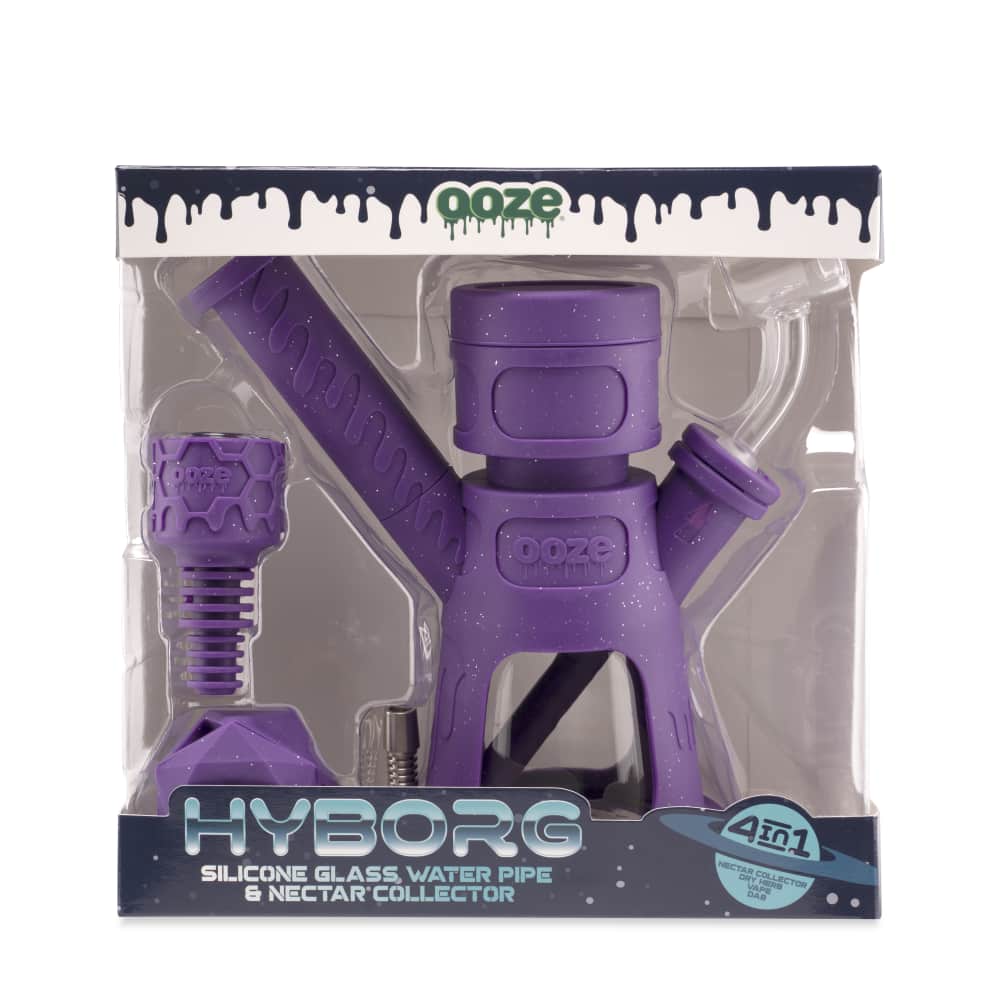 Ooze | Hyborg Silicone Glass 4-In-1 Hybrid Water Pipe And Dab Straw