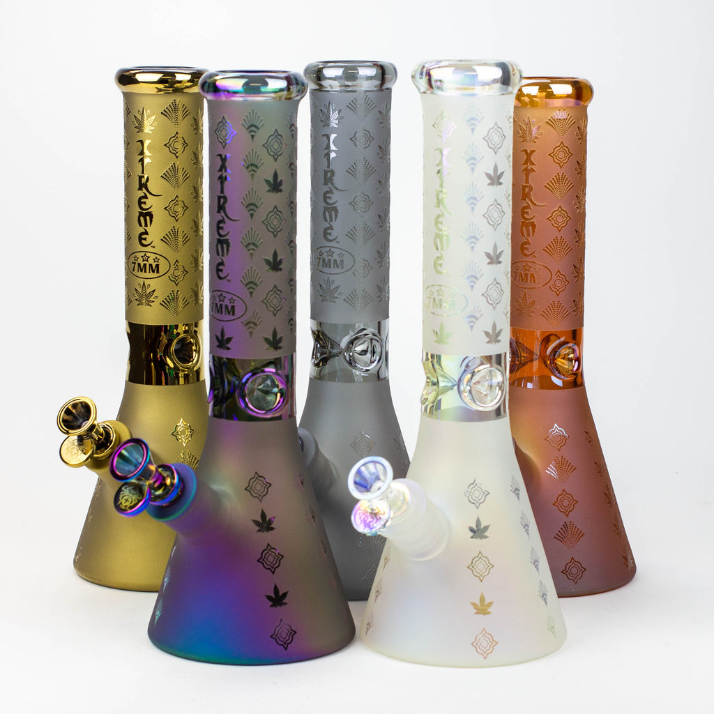 13" XTREME Glass / 7 mm / Sandblast Electroplated Glass beaker Bong [XTR-M209]