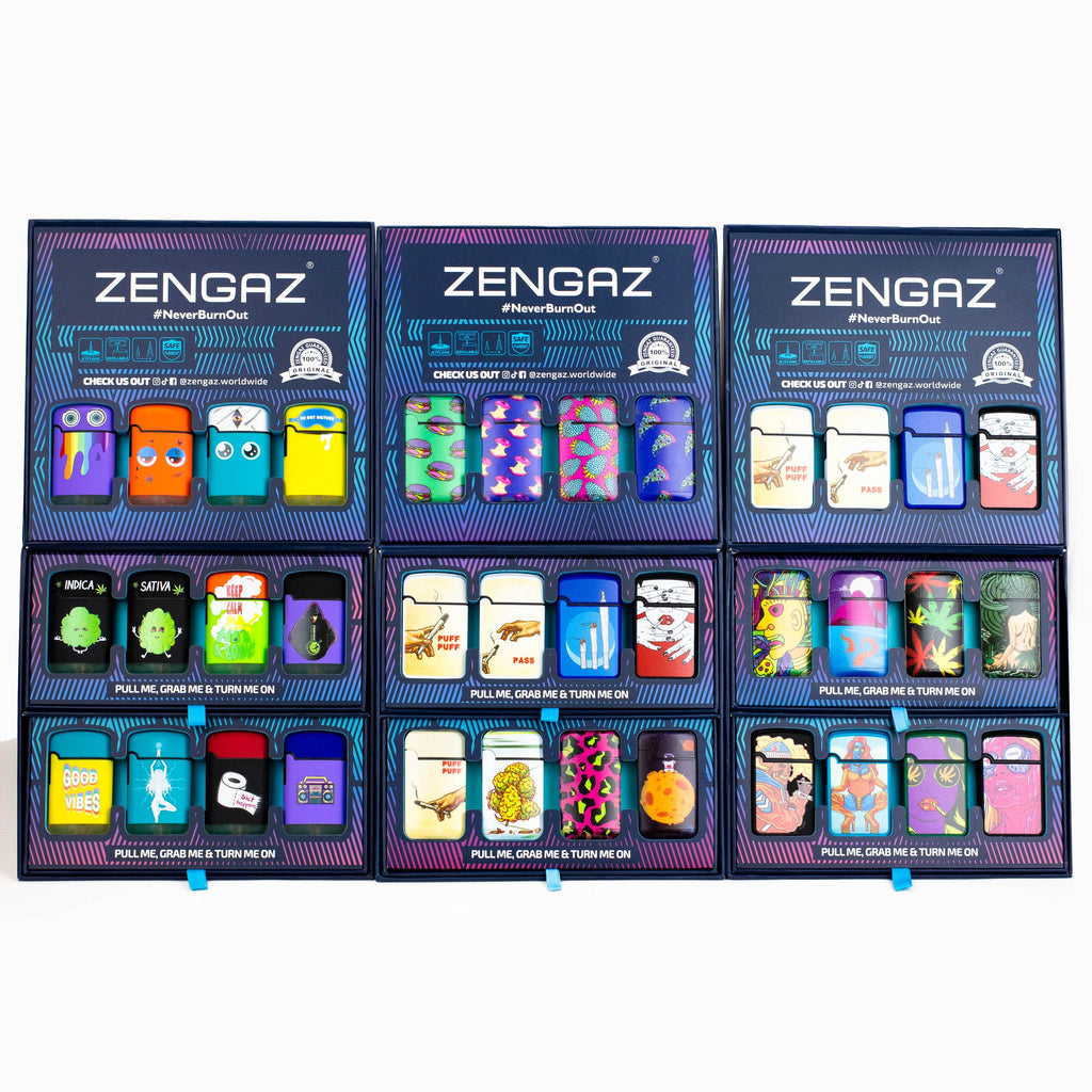ZENGAZ® Mega Jet Single flame Torch lighter Display of 48