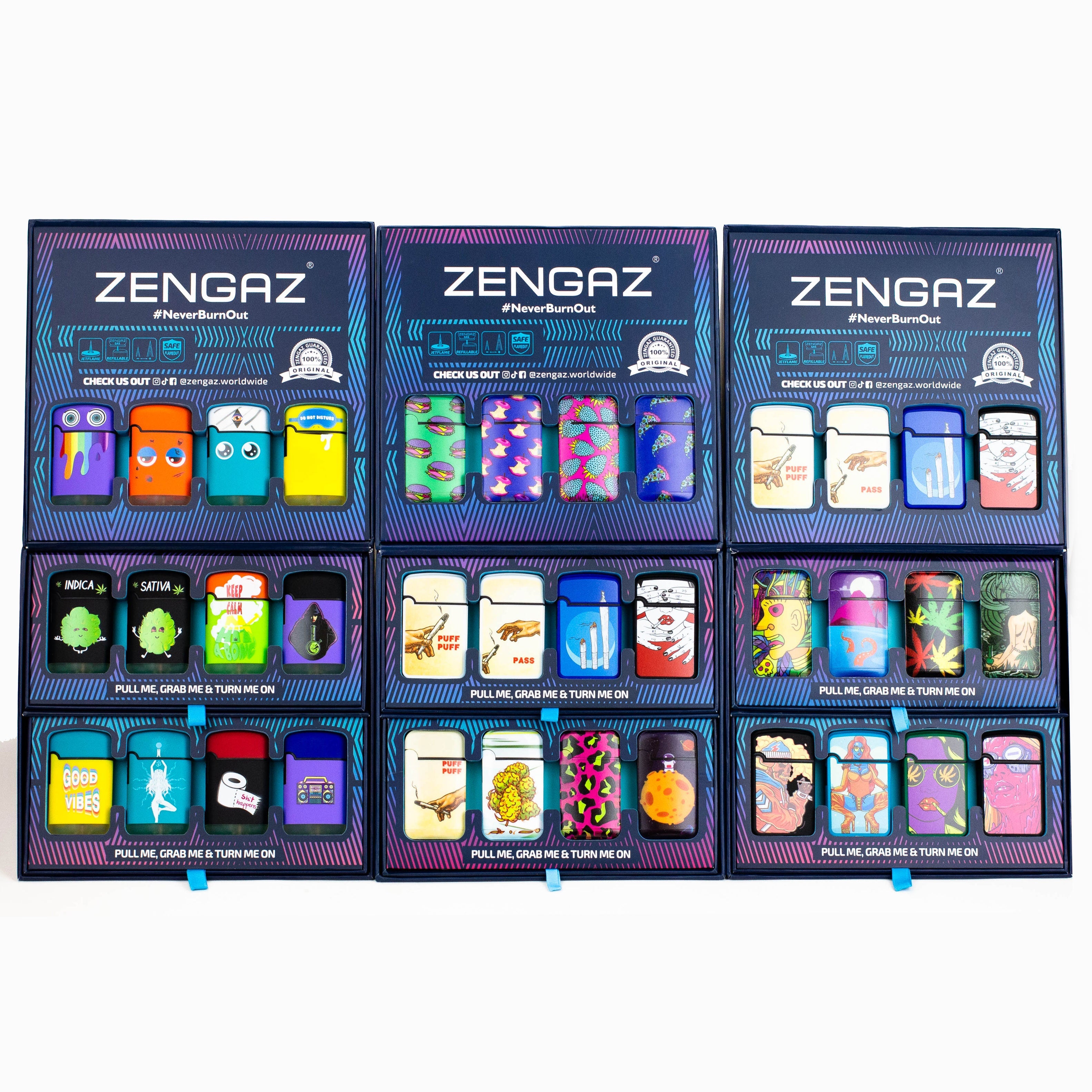 ZENGAZ® Mega Jet Single flame Torch lighter Display of 48